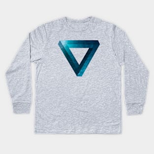 Sea Blue Penrose Triangle Kids Long Sleeve T-Shirt